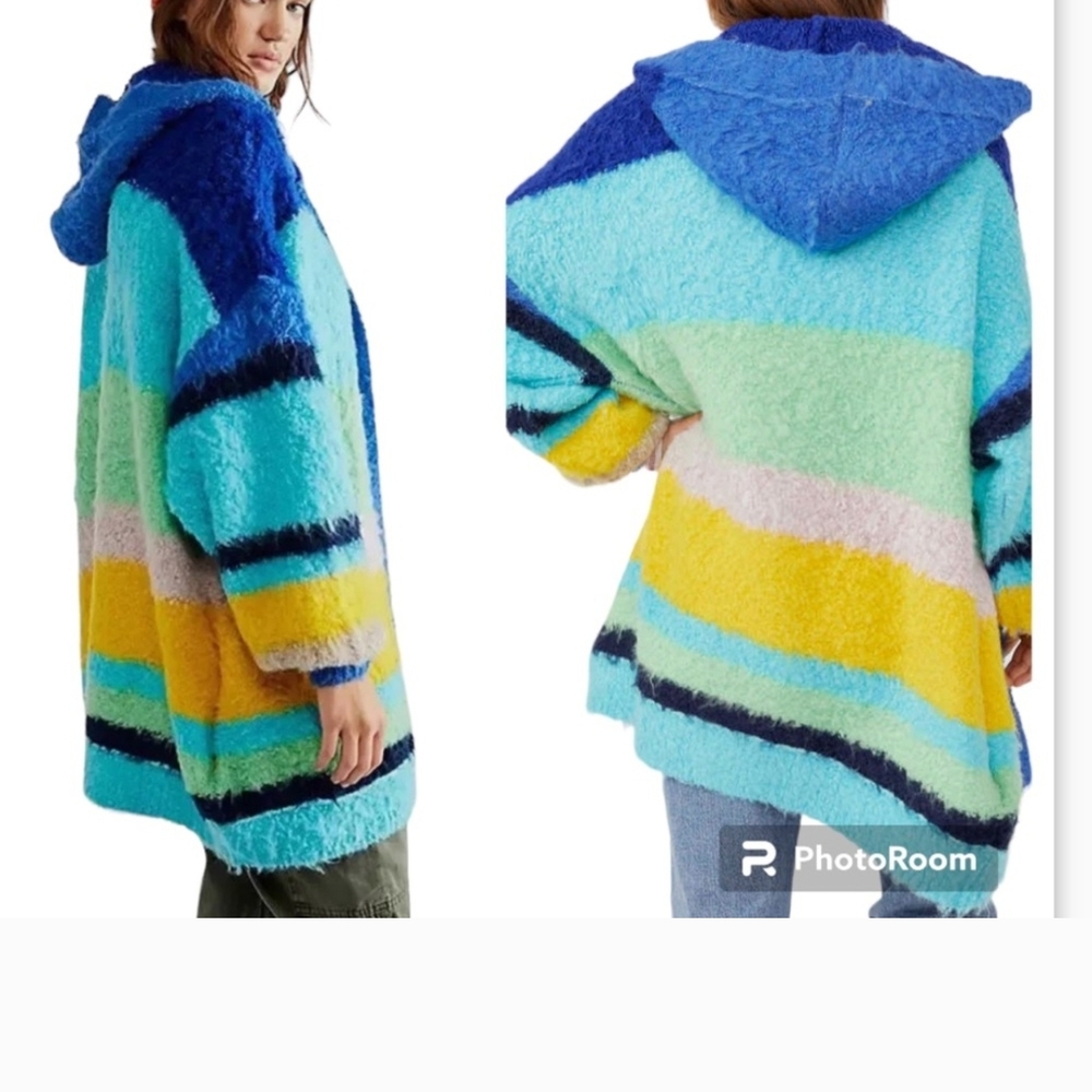 Free People "Dream Team" Hooded Open Cardigan NWT